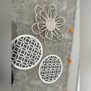 Hobby Lobby White Floral and Geometric Wall Decor Set